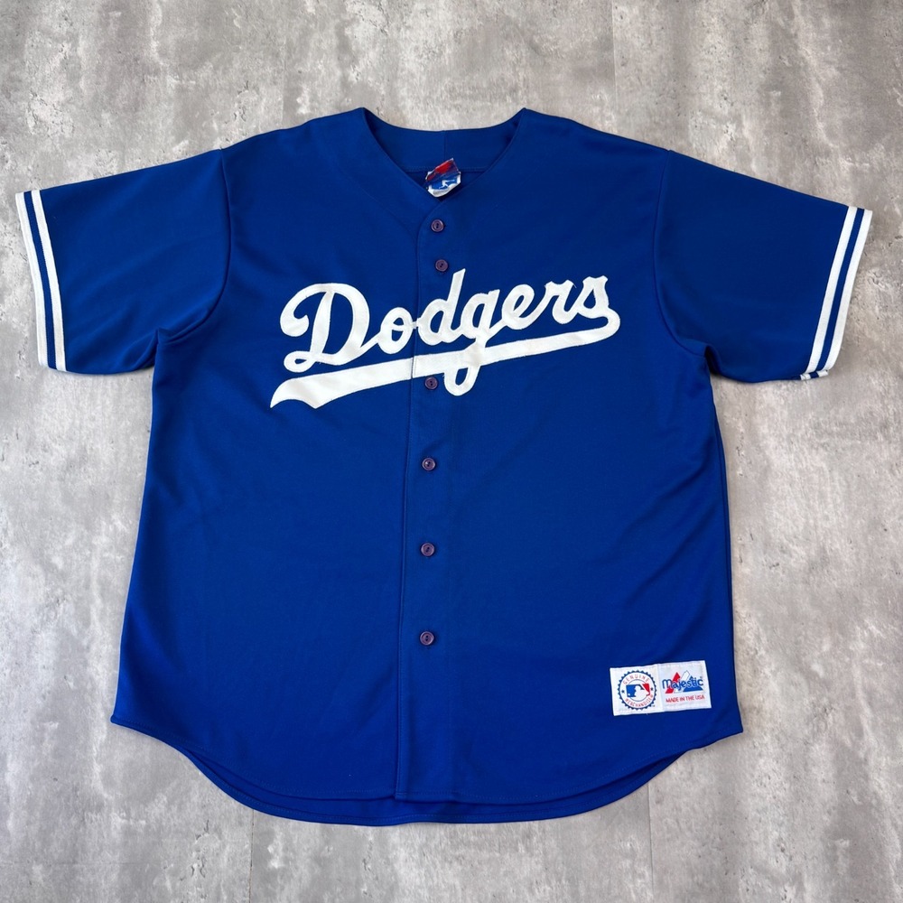 Vintage Majestic Los Angeles Dodgers Jersey Mens L Royal Blue MLB Baseball 90s